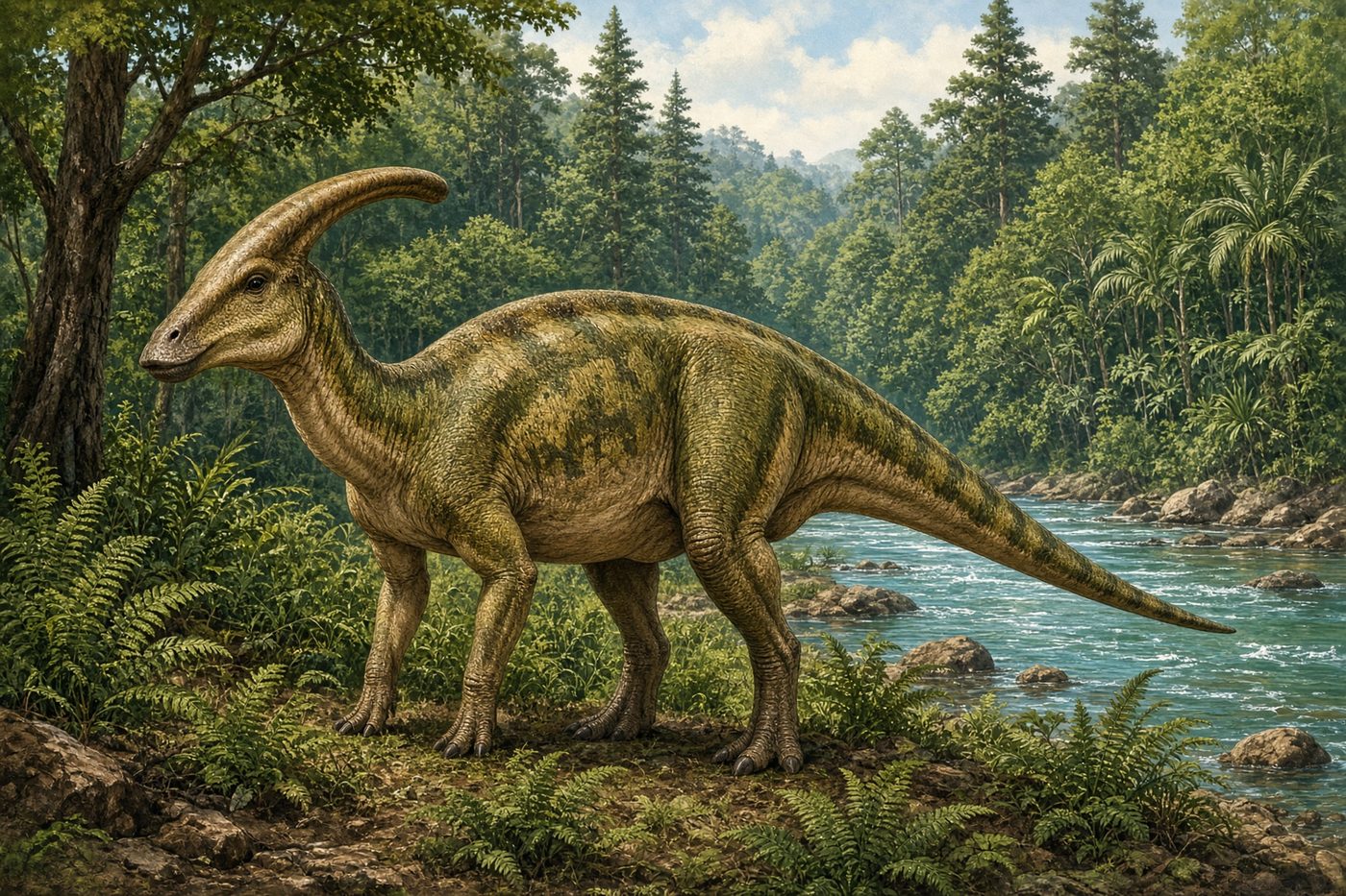 Original drawing of Parasaurolophus